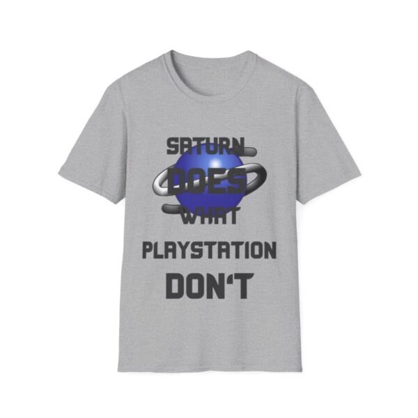 Saturn Does What Playstation Don't, Dark on Light, Sega Saturn, Unisex Softstyle T-Shirt - Image 4