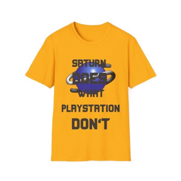 Saturn Does What Playstation Don't, Dark on Light, Sega Saturn, Unisex Softstyle T-Shirt - Image 5