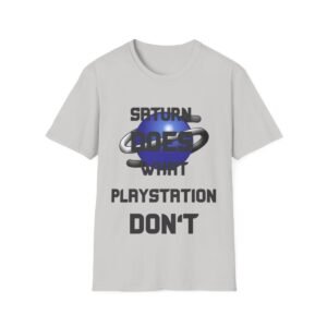 Saturn Does What Playstation Don't, Dark on Light, Sega Saturn, Unisex Softstyle T-Shirt