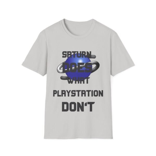 Saturn Does What Playstation Don't, Dark on Light, Sega Saturn, Unisex Softstyle T-Shirt