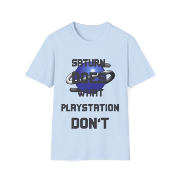 Saturn Does What Playstation Don't, Dark on Light, Sega Saturn, Unisex Softstyle T-Shirt - Image 10