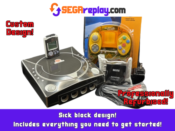 sega dreamcast console virtual on special edition, dreampsu, dream batt. mod, new controller, new av cable, new hdmi adapter/upscaler