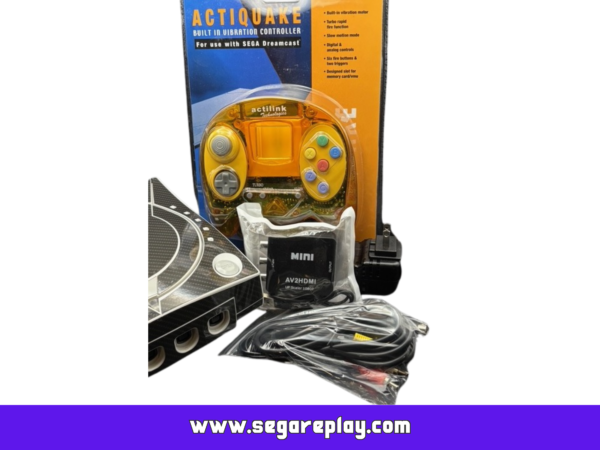 sega dreamcast console virtual on special edition, dreampsu, dream batt. mod, new controller, new av cable, new hdmi adapter/upscaler