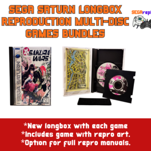 sega saturn long box reproductions with multi disc games (sakura wars, grandia, death mask, policenauts, jb harold blues, sacred pools, etc)