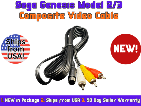 Sega Genesis Model 2/3 Composite RGB AV Audio Video Cable - NEW (Genesis)