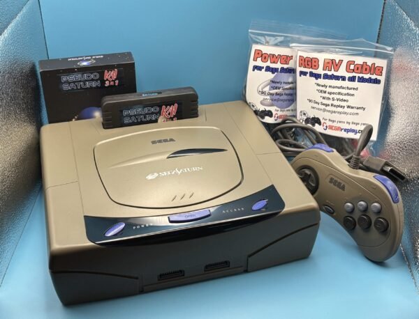 Sega Saturn Grey Console w OEM Controller S, NEW Pseudo Kai, all cables + Any 5 Games! (Saturn)