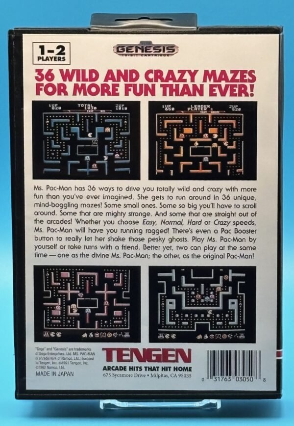 Ms. Pacman (OEM Cart)(Box, Cover reproductions)(Genesis) - Image 3