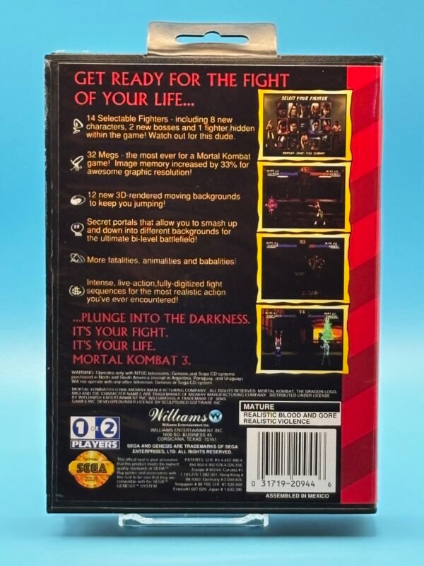 Mortal Kombat 3 (OEM Cart)(Box, Cover reproductions)(Genesis) - Image 2